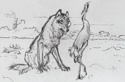 El lobo y la grulla