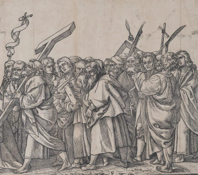 El triunfo de cristo. Fragmento 6. Santos con cruces