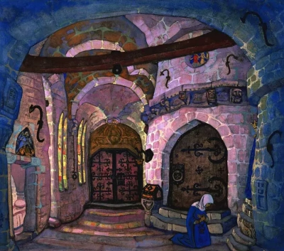 En el monasterio.