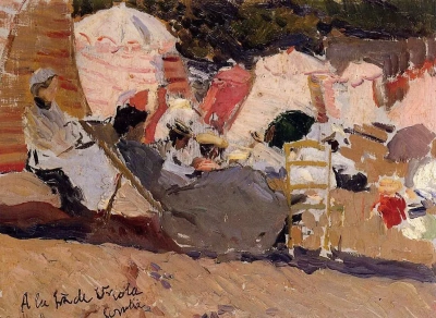 En la playa de Biarritz.