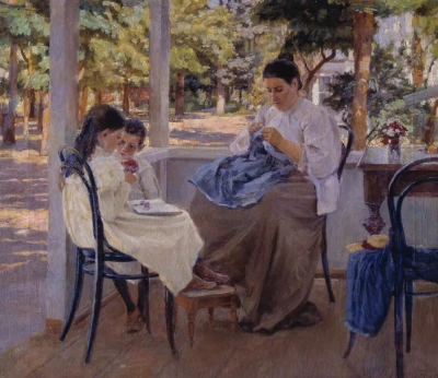 En la terraza. El verano.