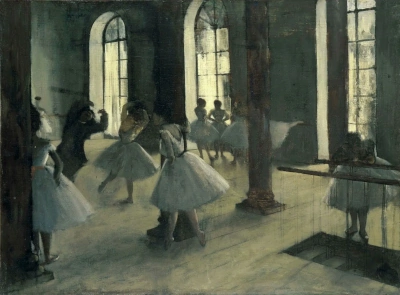 Ensayo en clase de ballet.