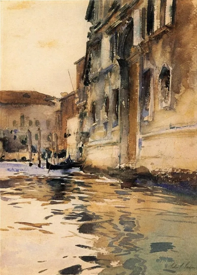 Esquina del palazzo. Vista del canal. Venecia