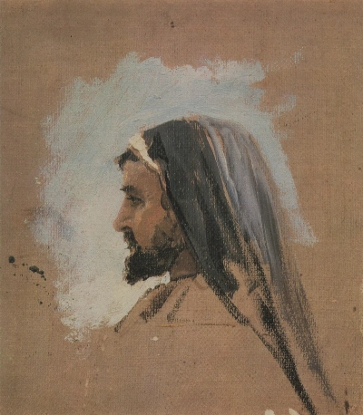 Estudio de la cabeza de Cristo en el lago de Tiberias