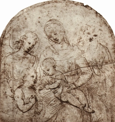 Etude sagrada familia con un ángel