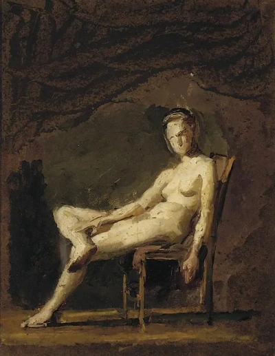 Figura desnuda en la silla. Etude