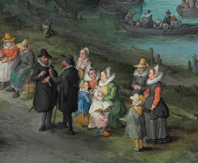 Figuras de baile en la orilla del río