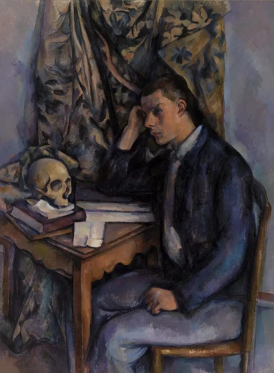 Hombre joven con calavera