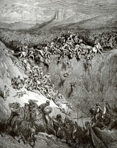 Ilustración de la Biblia: Sansón vence a mil filisteos