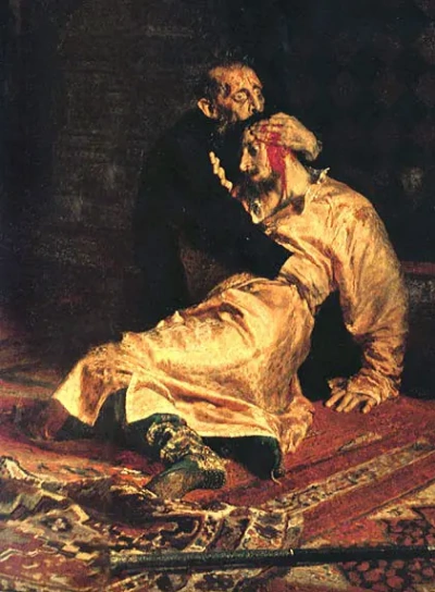 Ivan el Terrible y su hijo Iván el 16 de noviembre de 1581. Fragmento.