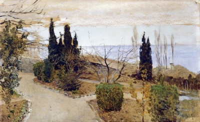 Jardín en Yalta. Cypress.