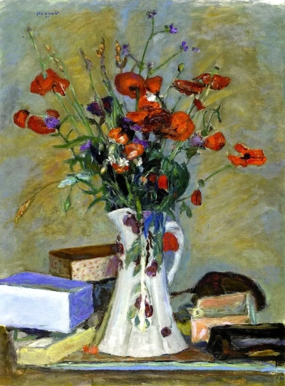 Jarrón blanco con flores