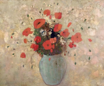 Jarrón con amapolas.