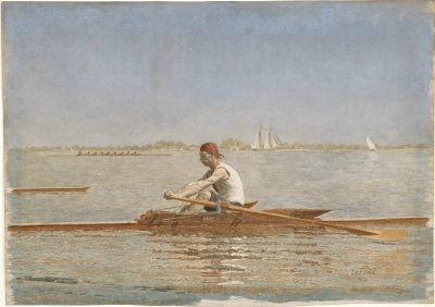 John Biglin en el barco solo
