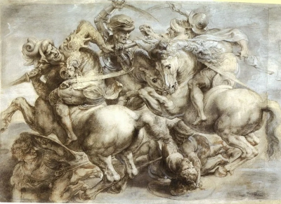 La Batalla de Marciano en Val di Chiana de Leonardo da Vinci.