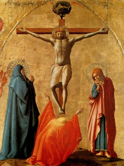 La Crucifixión de Cristo._PANEL POLÍPTICO PARA LA IGLESIA DE SANTA MARÍA DEL CARMINE EN PISA.
