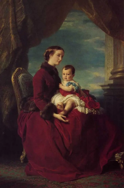 La Emperatriz Eugenia sosteniendo al Príncipe Imperial