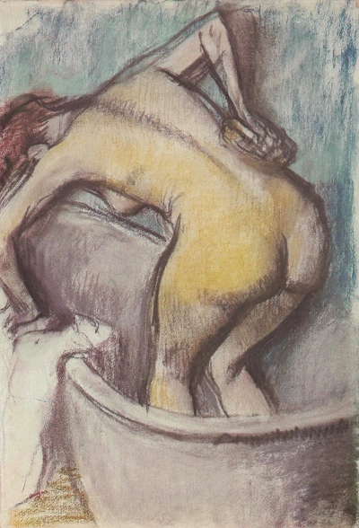La chica que toma un baño