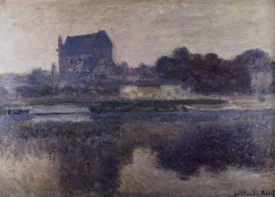 La iglesia de Vernon en la niebla