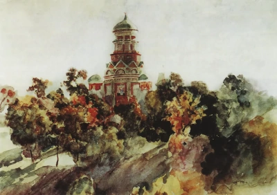 La iglesia en el pueblo de Djakova