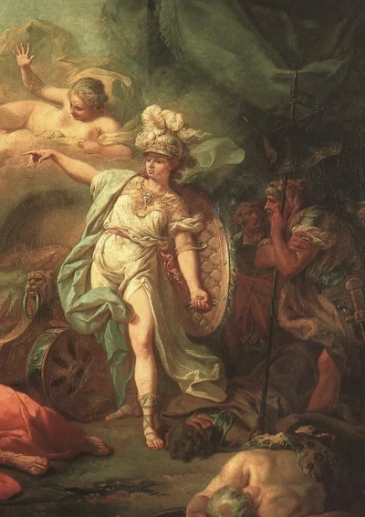 La lucha de Marte y Minerva. Fragmento