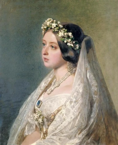 La reina victoria en el vestido de la boda