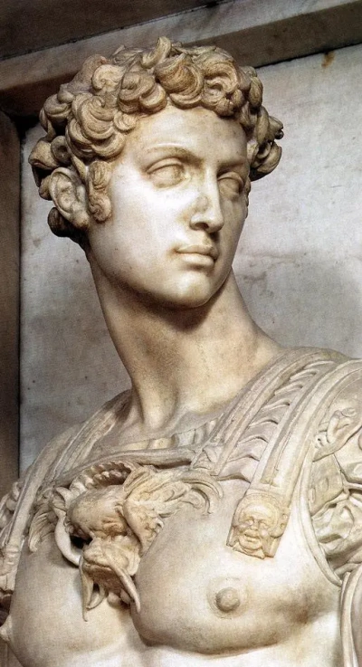 La tumba de Giuliano de Médicis. Giuliano de Médicis (detalle)