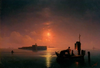 Laguna de venecia en la noche
