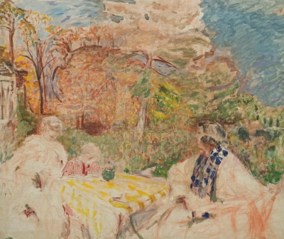 Las mujeres con los niños en el jardín