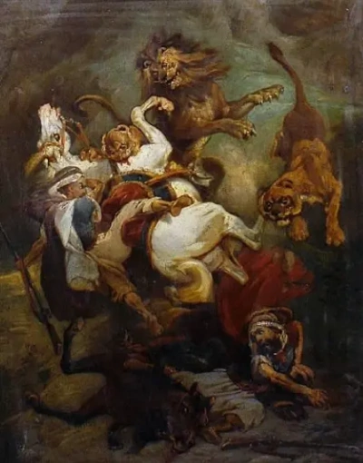 Leones en la caza