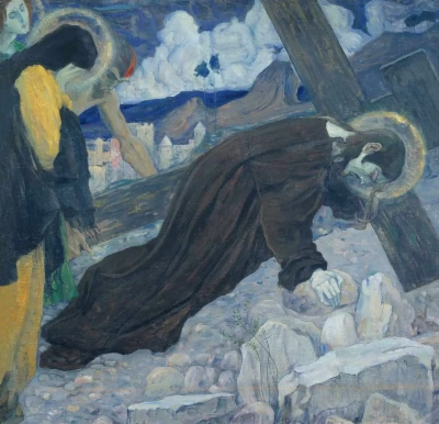 Llevando la cruz.