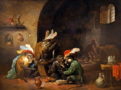 'Los monos fumando en la cocina'