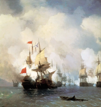 Lucha en el estrecho de Chios.