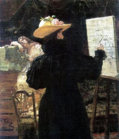 M. K. Tenisheva trabajando