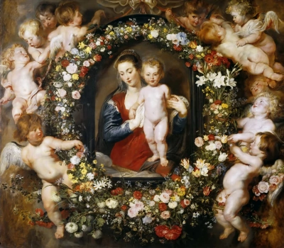 Madona en corona floral