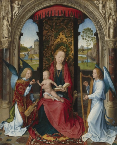 Madonna con el niño y ángeles