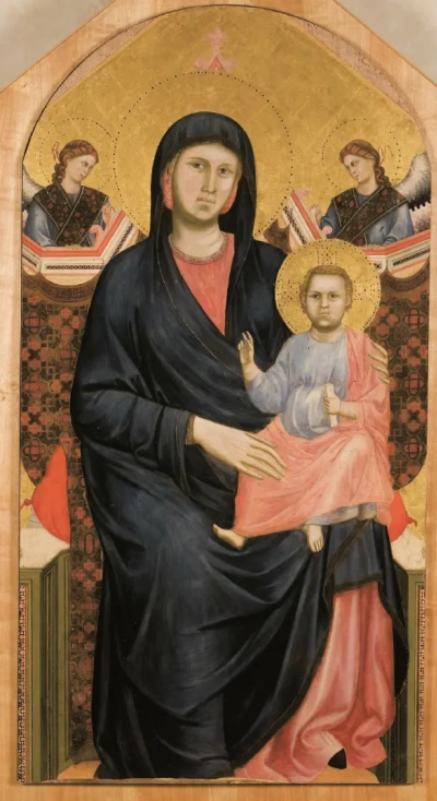 Madonna y niño con dos ángeles