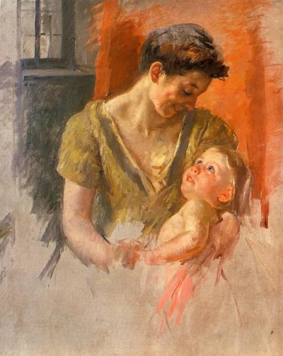 Madre e hijo sonriendo el uno al otro