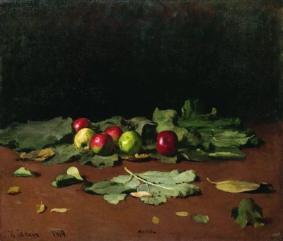 Manzanas y hojas