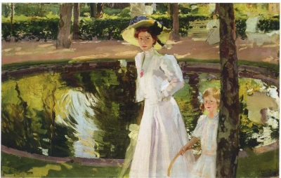María en los jardines de la granja.