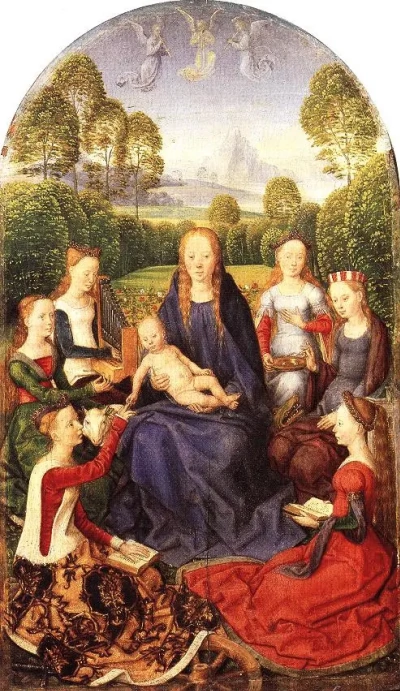 Matrimonio místico de Santa Catalina de Alejandría. Díptico Jean de Selie. Ala izquierda.