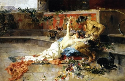 Messalina en manos de un gladiador.