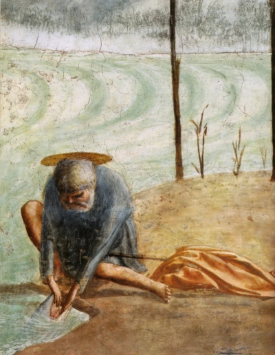 Milagro con un cobre (Pago de impuestos). Fragmento: San Pedro con un pez.