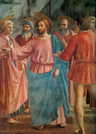 Milagro de un tributo (Pago de impuestos). Fragmento: Cristo y los Apóstoles.
