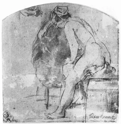 Modelo desnuda de perfil.