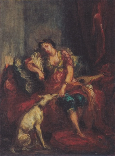Mujer argelina con un perro