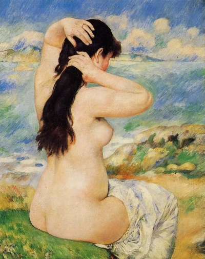 Mujer arreglándose el cabello.