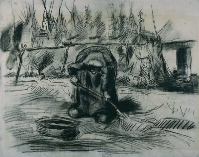 Mujer campesina cavando