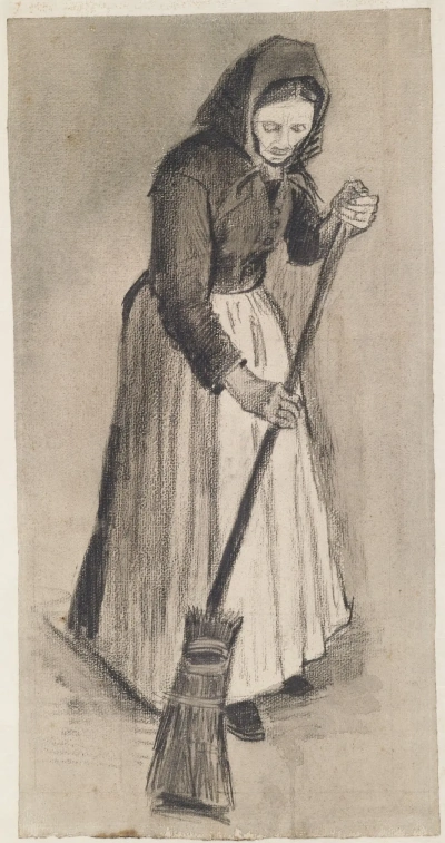 Mujer con escoba