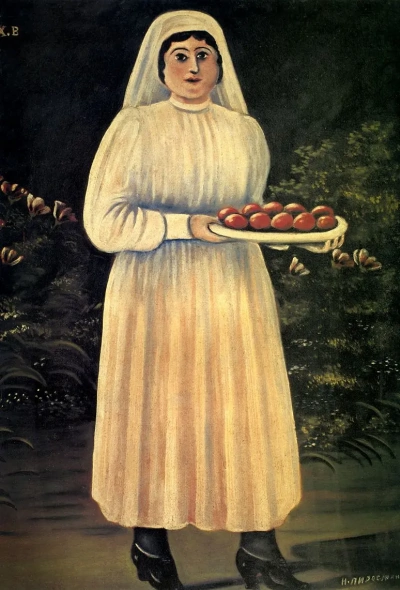 Mujer con huevos de Pascua